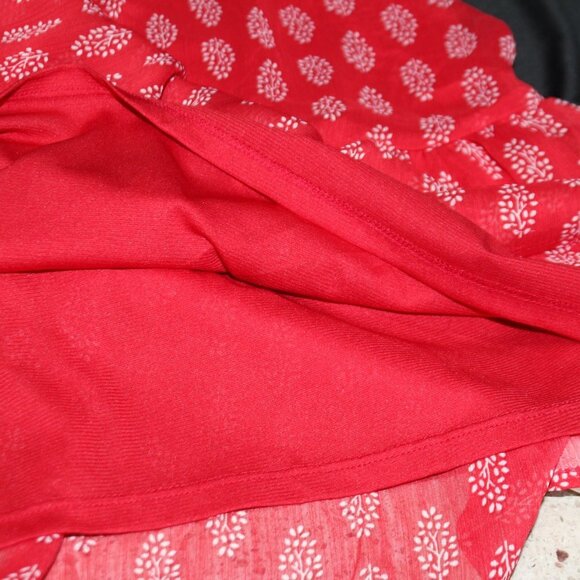 Old Navy Red and White Pattern Strappy Sun Dress with Ruffle Hem - Picture 14 of 15
